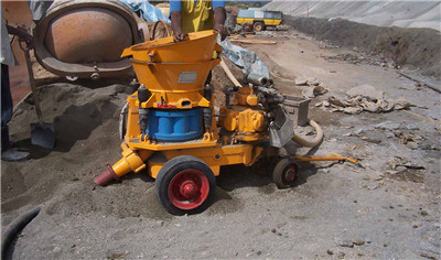 Shotcrete machine for steep slope