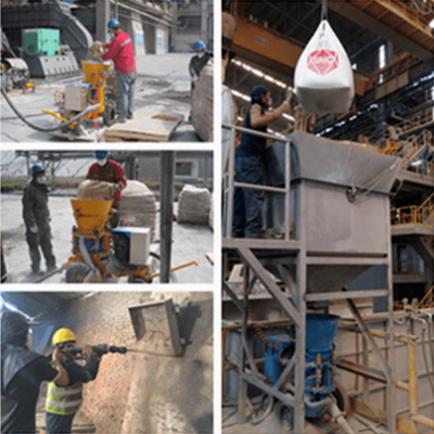 refractory gunite machine apply in steel plant