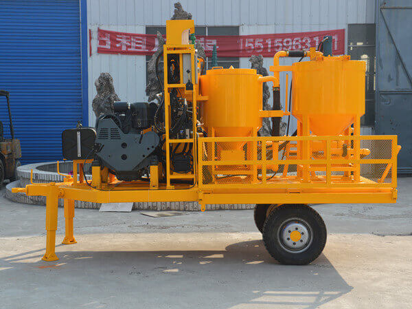 wheel mounted grout mixture machine