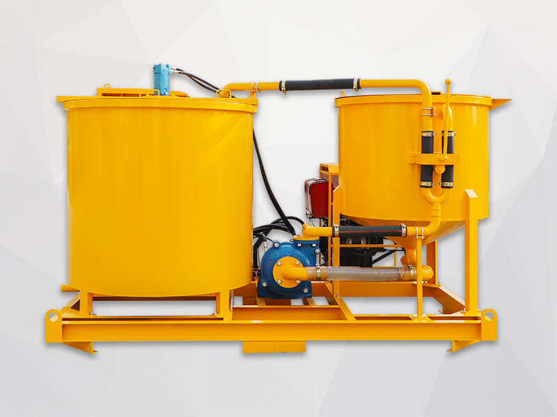 Diesel engine cement grout mixer with agitator